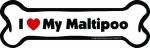 Imagine This Company I Love My Breed Bone Shaped Pet Magnet; Removable Magnets for Cars, Fridges, Lockers & More, Stylish Pet Inspired Car Accessories, 2 x 7 inches, 1 Item, White/Black, Maltipoo