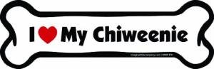 Imagine This Company I Love My Breed Bone Shaped Pet Magnet; Removable Magnets for Cars, Fridges, Lockers & More, Stylish Pet Inspired Car Accessories, 2 x 7 inches, 1 Item, White/Black, Chiweenie