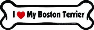 Imagine This Company I Love My Breed Bone Shaped Pet Magnet; Removable Magnets for Cars, Fridges, Lockers & More, Stylish Pet Inspired Car Accessories, 2 x 7 inches, White/Black, Boston Terrier