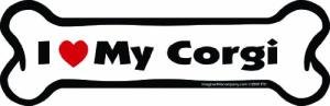 Imagine This Company I Love My Breed Bone Shaped Pet Magnet; Removable Magnets for Cars, Fridges, Lockers & More, Stylish Pet Inspired Car Accessories, 2 x 7 inches, 1 Item, White/Black, Corgi