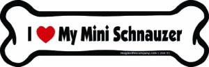 Imagine This Company I Love My Breed Bone Shaped Pet Magnet; Removable Magnets for Cars, Fridges, Lockers & More, Stylish Pet Inspired Car Accessories, 2 x 7 inches, White/Black, Mini Schnauzer