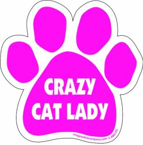 Car Magnet- Paw- Crazy Cat Lady- Pink- 5.5" x 5.5"