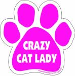 Car Magnet- Paw- Crazy Cat Lady- Pink- 5.5" x 5.5"