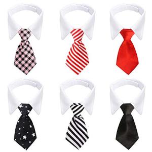 Segarty Dog Neckties Puppy, 6pcs Formal Classy Pet Neck Ties Little Dog and Kitten Suit, White Cat Collar with Black Red Pink Tie, Tuxedo Bow Tie Collar for Small Dogs Puppies Wedding Costumes