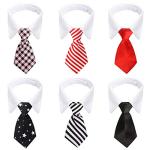 Segarty Dog Neckties Puppy, 6pcs Formal Classy Pet Neck Ties Little Dog and Kitten Suit, White Cat Collar with Black Red Pink Tie, Tuxedo Bow Tie Collar for Small Dogs Puppies Wedding Costumes