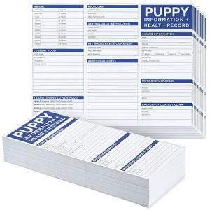 Okuna Outpost Shot Records for Puppies & Health Tracking Cards - 8.5 x 11 in, Tri-Fold, 120 GSM Paper, 60 Pack - Vaccination Record Book for Breeders & Owners