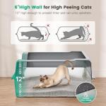 Suitfeel XXL Stainless Steel Cat Litter Box with Lid, Odorless XL Metal Box for Big Cats, Extra Large Kitty Litter Pan, Easy Clean Steel Box Anti-Leakage, Include Litter Scoop