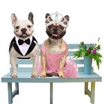 QBLEEV Tuxedo for Large Dogs, Suit and Bandana Set, Wedding Outfit With Bow Tie, Formal Tux Costume for Halloween, Christmas, Birthday Party, Cosplay, Black 2XL