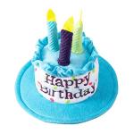 Cat Happy Birthday Cake Hat & Bandana Scarfs Set with Colorful Candles Blue, Cat Birthday Party Supplies Decorations