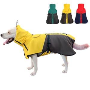KOOGAL Pet Dog Clothes Coat for Large Dogs，Pet Waterproof Warm Winter Jacket Cold Weather Coats Reflective Pet Vest Warm Fleece Dogs Snowsuit,Dog Raincoat Rain Poncho Windbreaker(Yellow, 6XL)
