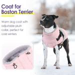 SUNFURA Small Dog Coat with Harness Built in, Warm Dog Jacket Winter with Zipper On Back, Waterproof Pet Snow Jacket Snowsuit Pet Sweater Clothes for Schnauzer, Yorkshire Terrier, Pink S