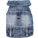 Puppy Clothes for Small Dogs Boy,Classic Western Denim Dog Coat,Dog Jeans Jacket with Leash D-Ring,Pet Cat Costumes,Cooling Harness Vest for Walking (Blue, Small)