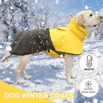 KOOGAL Pet Dog Clothes Coat for Large Dogs，Pet Waterproof Warm Winter Jacket Cold Weather Coats Reflective Pet Vest Warm Fleece Dogs Snowsuit,Dog Raincoat Rain Poncho Windbreaker(Yellow, 6XL)