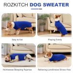 ROZKITCH Dog Winter Coat Soft Pullover Pajamas, Pet Windproof Warm Cold Weather Jacket Vest Cozy Onesie Jumpsuit Apparel Outfit Clothes for Small, Medium, Large Dogs Walking Hiking Travel Sleep Blue