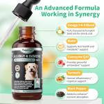 POPPAW Allergy & Immune Supplement for Dogs - Omega 3-6-9 Liquid Drops for Seasonal Allergy Support, Skin Itch Relief, Less Shedding, Coat Health - with Biotin, Turmeric - Chicken Flavor - 2 FL.OZ