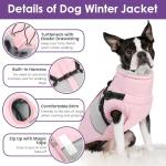 SUNFURA Small Dog Coat with Harness Built in, Warm Dog Jacket Winter with Zipper On Back, Waterproof Pet Snow Jacket Snowsuit Pet Sweater Clothes for Schnauzer, Yorkshire Terrier, Pink S