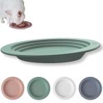 EcoLeo Whisker Friendly Cat Food Dish, Platinum Silicone, LFGB Certified Non-Toxic, Anti Whisker Fatigue, Low Profile, Shallow, Non Slip, Cat Dog Kitten Feeding Dish_Green