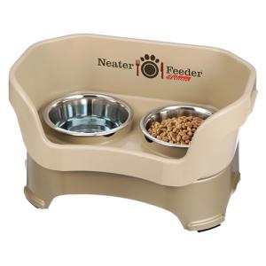 Neater Pet Brands Neater Feeder Deluxe Mess Proof Dog Bowls Elevated for Medium Dogs 19-40 lbs, Made in USA, No Spill Raised Dog Food Bowl Stand Feeding Station, Food and Water Bowl Set, Cappuccino