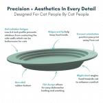 EcoLeo Whisker Friendly Cat Food Dish, Platinum Silicone, LFGB Certified Non-Toxic, Anti Whisker Fatigue, Low Profile, Shallow, Non Slip, Cat Dog Kitten Feeding Dish_Green