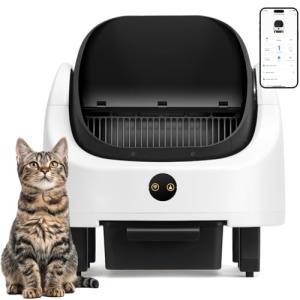 Niliva Self Cleaning Litter Box,Open Top Design Automatic Cat Litter Box Self Cleaning for Multiple Cats with App Control Safety Protection,Black