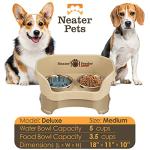Neater Pet Brands Neater Feeder Deluxe Mess Proof Dog Bowls Elevated for Medium Dogs 19-40 lbs, Made in USA, No Spill Raised Dog Food Bowl Stand Feeding Station, Food and Water Bowl Set, Cappuccino