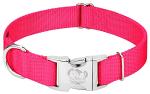 Country Brook Petz Premium Nylon Dog Collar with Metal Buckle for Small Medium Large Breeds - Vibrant 30+ Color Selection (Medium, 3/4 Inch, Hot Pink)