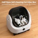 Niliva Self Cleaning Litter Box,Open Top Design Automatic Cat Litter Box Self Cleaning for Multiple Cats with App Control Safety Protection,Black