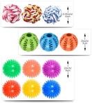 Koyukuk Dog Toy Balls for Small Dogs, 12 Pack Interactive Dog Toys for Small Breed 0-15 lbs, Includes Rubber, Squeak & Rope Balls