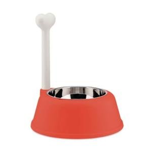 Alessi AMMI02 RO Lupita Dog Bowl in thermoplastic Resin with 18/10 Stainless Steel Insert, Red Orange