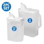 Buddeez Pet Food Storage Containers - 2 Count Bird Seed Dispenser with Pour Tight Lids and Easy Pour Spouts, 8 Qt and 3.5 Qt, Bird Seed Storage for Small and Large Feed, BPA Free