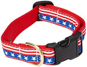 Up Country Stars and Stripes Dog Collar, Medium (12 to 18 inches) 1 inch Wide Width