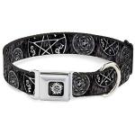 Buckle-Down Dog Collar Seatbelt Buckle Supernatural Devils Trap Pentagrams Grays Black White 1" Wide - Fits 11-16.5" Neck - Medium, DC-SB-SNA-WSN007-1.0-M