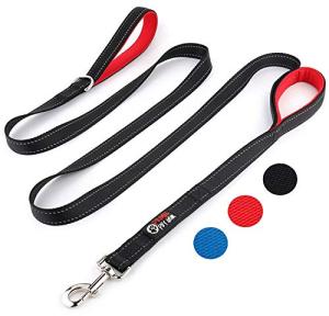 Primal Pet Gear Dog Leash 8ft Long - Black - Traffic Padded Two Handle - Heavy Duty - Double Handles Lead for Control Safety Training - Leashes for Large Dogs or Medium Dogs - Dual Handles Leads
