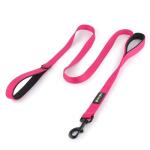 Plutus Pet Double Handle Dog Leash 6ft Long, Padded 2 Handle, Heavy Duty, Reflective Training Leash for Medium Large Dogs, Dual Handle Lead (Pink)