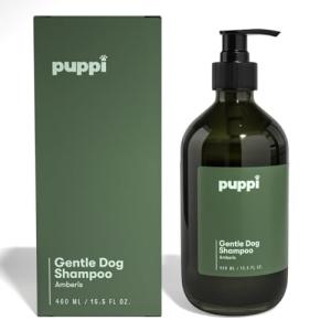 PUPPI Gentle Dog Shampoo (Amberis) | 15.5 fl oz. / 460 ml | Sulfate-Free Dog Wash | Enriched with Aloe Vera and Cucumber Extract | Hypoallergenic Dog Shampoo Sensitive Skin