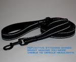 Heavy Duty Double Handle Traffic Dog Leash Reflective Nylon 6 Foot - We Donate a Leash to a Dog Rescue for Every Leash Sold (Black)
