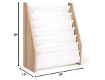 Humble Crew Kids Bookshelf 6-Tier Book Rack Organizer, Extra Large Toddler Bookcase with Fabric Storage Pockets, Front-Facing Display for Children’s Books, White/Natural Wood, Nursery/Playroom Storage