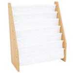 Humble Crew Kids Bookshelf 6-Tier Book Rack Organizer, Extra Large Toddler Bookcase with Fabric Storage Pockets, Front-Facing Display for Children’s Books, White/Natural Wood, Nursery/Playroom Storage