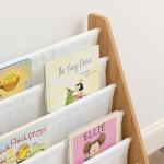 Humble Crew Kids Bookshelf 6-Tier Book Rack Organizer, Extra Large Toddler Bookcase with Fabric Storage Pockets, Front-Facing Display for Children’s Books, White/Natural Wood, Nursery/Playroom Storage