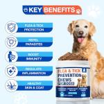 Flea and Tick Prevention for Dogs Chewables, Natural Dog Flea and Tick Treatment, Oral Flea Pills for Dogs Puppy, Skin & Coat Support Supplement - 180 Soft Treat (Chicken Flavor)