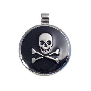 LuckyPet Pet ID Tag - Skull & Crossbones Jewelry Tag - Dog Tags & Cat Tags - Custom Engraved on Back Side - Size: Large, Color: Black
