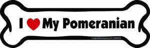 Imagine This Company I Love My Breed Bone Shaped Pet Magnet; Removable Magnets for Cars, Fridges, Lockers & More, Stylish Pet Inspired Car Accessories, 2 x 7 inches, 1 Item, White/Black, Pomeranian