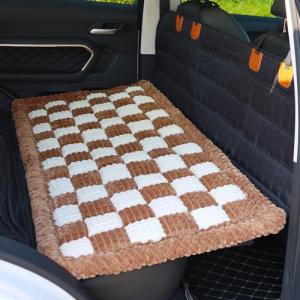 HOMEREFROM Dog Bed for Car, Backseat Pet Bed Mat, Dog Seat Cover for Car Back Seat, Non-Slip Travel Pet Mat, Fit for Backseat Extenders and Seat Covers (Brown&White, 24.8x54inch)