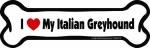 Imagine This Company I Love My Breed Bone Shaped Pet Magnet; Removable Magnets for Cars, Fridges, Lockers & More, Stylish Pet Inspired Car Accessories, 2 x 7 inches, White/Black, Italian Greyhound