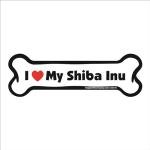 Imagine This Company I Love My Breed Bone Shaped Pet Magnet; Removable Magnets for Cars, Fridges, Lockers & More, Stylish Pet Inspired Car Accessories, 2 x 7 inches, 1 Item, White/Black, Shiba Inu