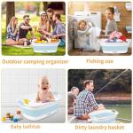 BREENHILL Collapsible Dog Bath Tub for Small Dogs & Cats, Portable Puppy Bath Tub with Water Drain Plug, Space Saving Foldable Pet Bathtub for Indoor & Outdoor Use, Blue
