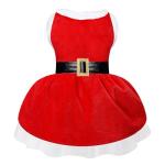 Dog Christmas Dress Santa Costumes: Puppy Girl Dresses Holiday Theme Doggie Xmas Apparel Party Skirts with Belt, Winter Warm Christmas Dog Clothes, Pet Cat Outfit (Red, M)