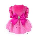 Fitwarm Fancy Dog Tulle Dress, Dog Winter Clothes for Small Dogs Girl, Female Pet Birthday Outfit, Lightweight Velvet, Pink, Medium