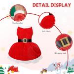 Dog Christmas Dress Santa Costumes: Puppy Girl Dresses Holiday Theme Doggie Xmas Apparel Party Skirts with Belt, Winter Warm Christmas Dog Clothes, Pet Cat Outfit (Red, M)
