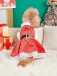Dog Christmas Dress Santa Costumes: Puppy Girl Dresses Holiday Theme Doggie Xmas Apparel Party Skirts with Belt, Winter Warm Christmas Dog Clothes, Pet Cat Outfit (Red, M)